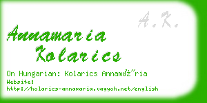 annamaria kolarics business card